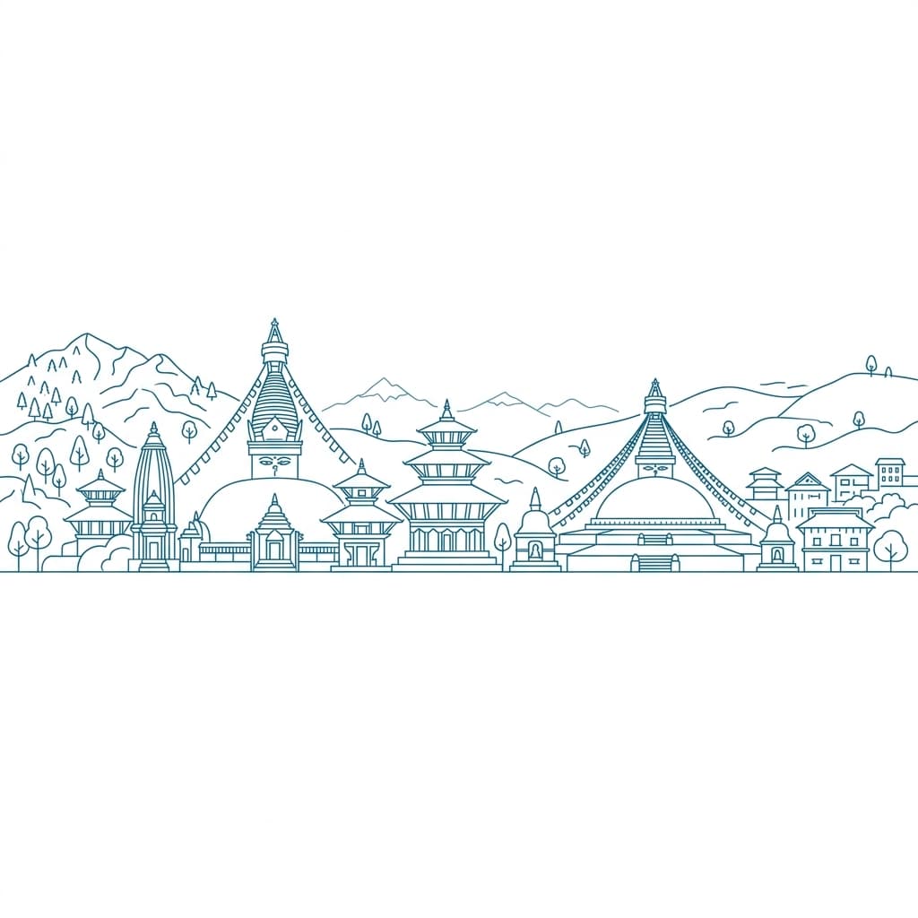 Nepal heritage line art illustration